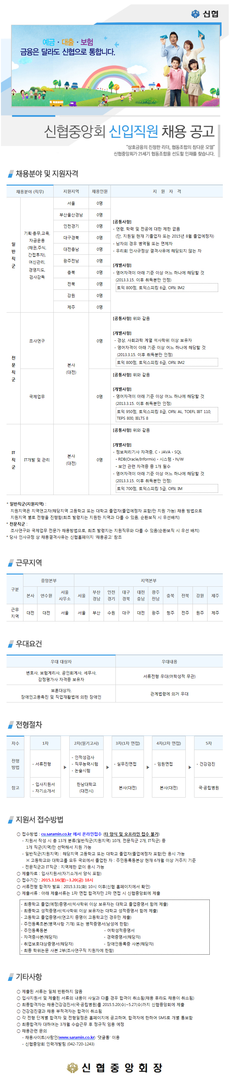 2015년 신입직원 채용공고